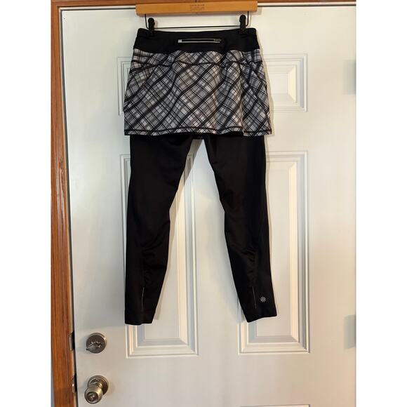 ATHLETA Black and Gray Plaid Athletic Skirted Leggings Size Small - Picture 1 of 3